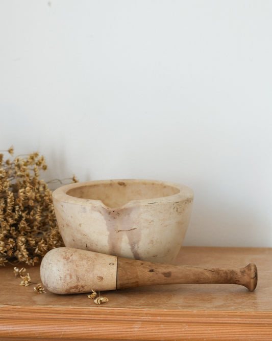 Antique Ceramic Composite Mortar & Pestle