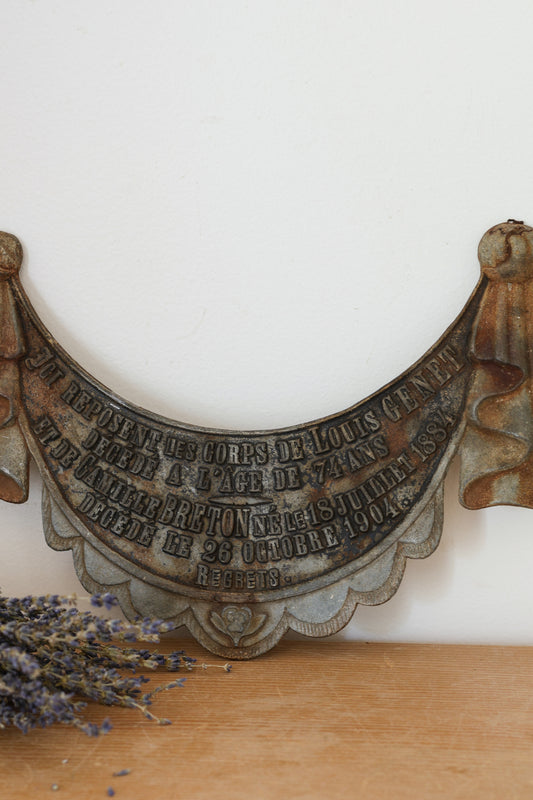 Antique French Memorial Plaque