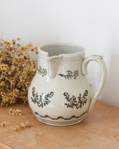 Antique French Saint-Uze Pottery | Butter Bell, SEL Salt Pot & Floral Pitchers