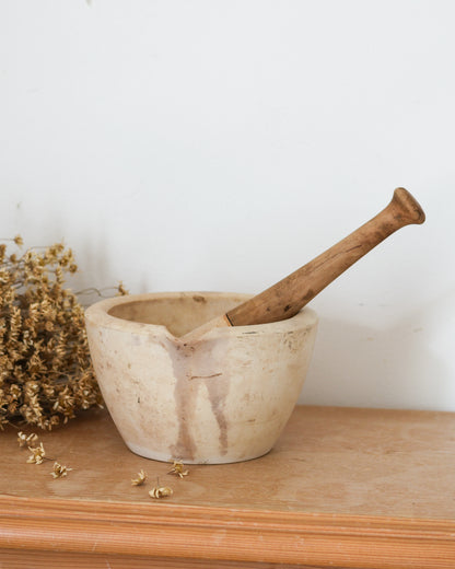Antique Ceramic Composite Mortar & Pestle