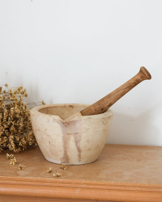 Antique Ceramic Composite Mortar & Pestle