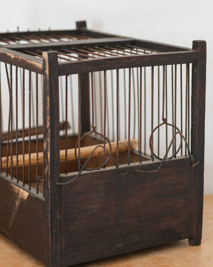 Vintage French Wooden Birdcage