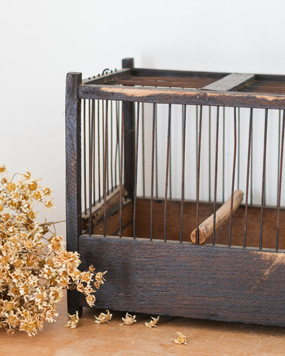 Vintage French Wooden Birdcage