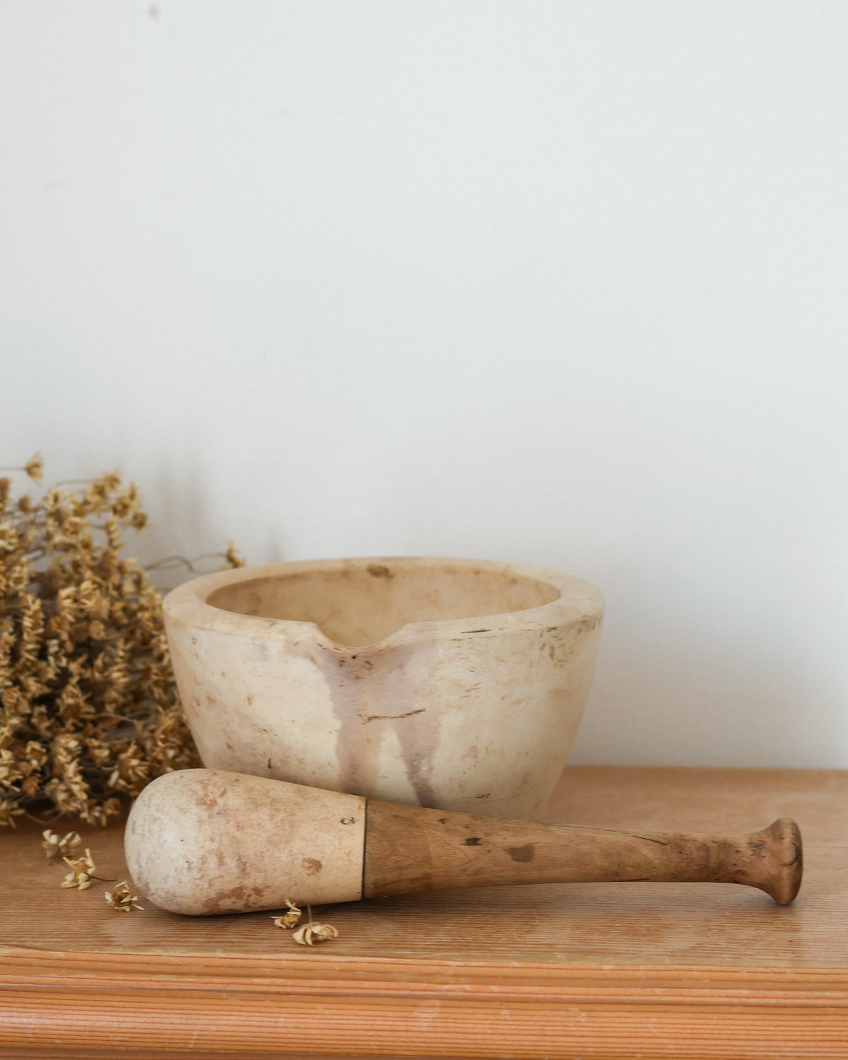 Antique Ceramic Composite Mortar & Pestle