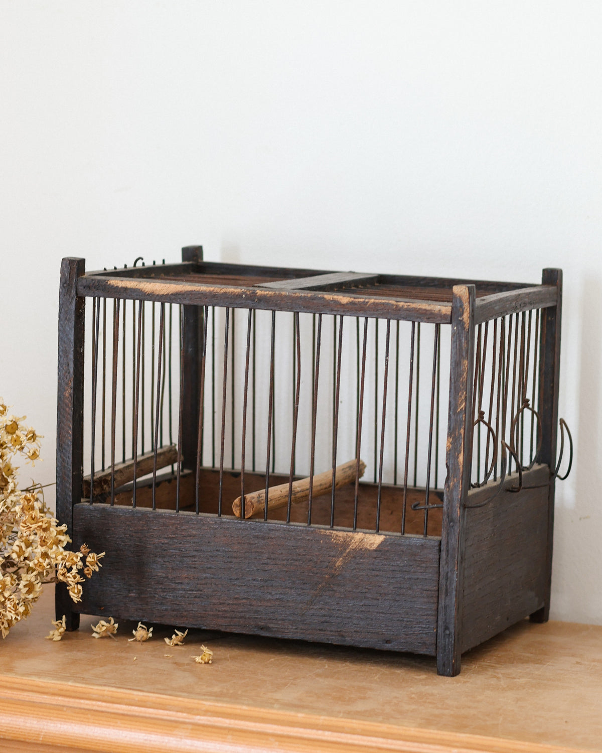 Vintage French Wooden Birdcage