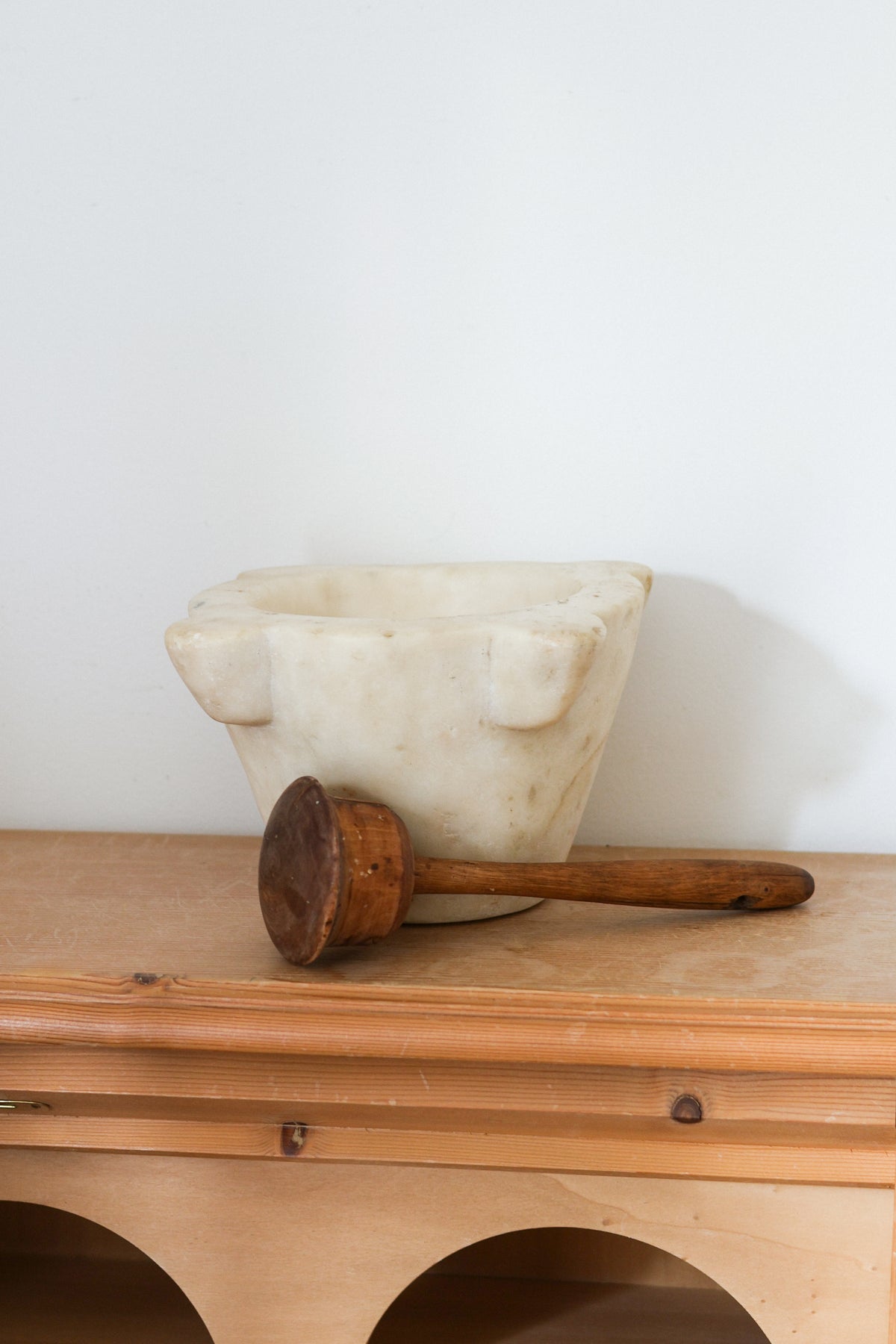 Antique French Marble Mortar with Masher