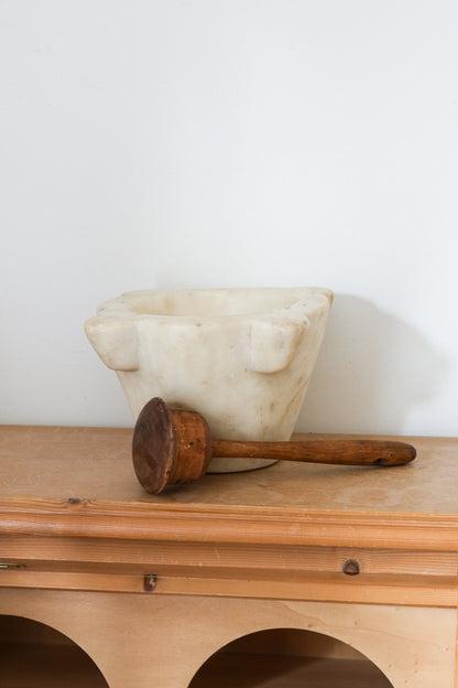Antique French Marble Mortar with Masher