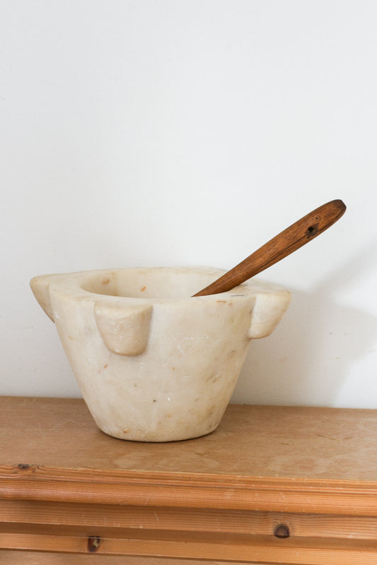 Antique French Marble Mortar with Masher