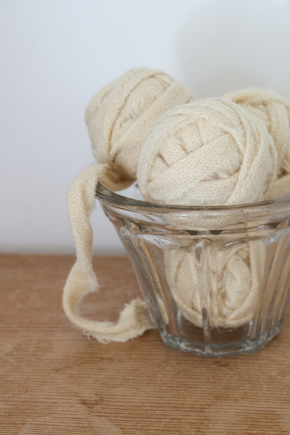 Large French Conical Confiture Pot with Vintage Fabric Rag Balls