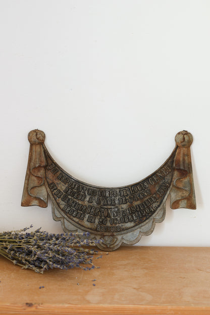 Antique French Memorial Plaque
