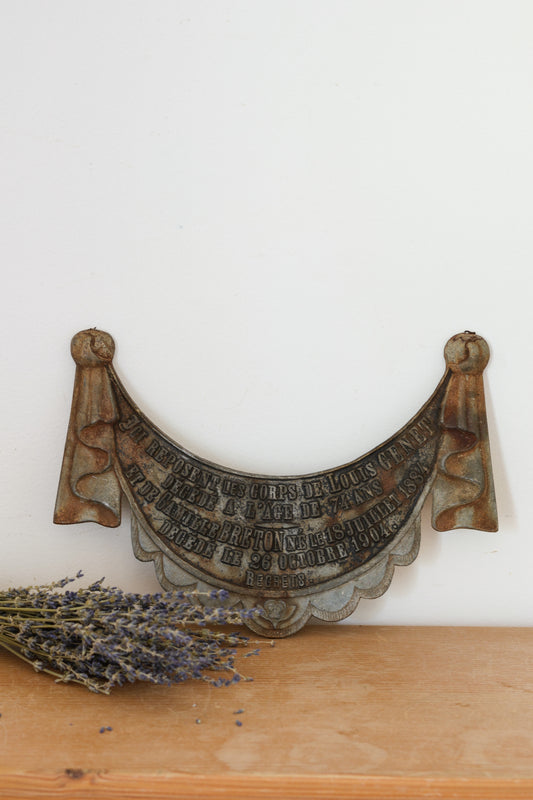 Antique French Memorial Plaque