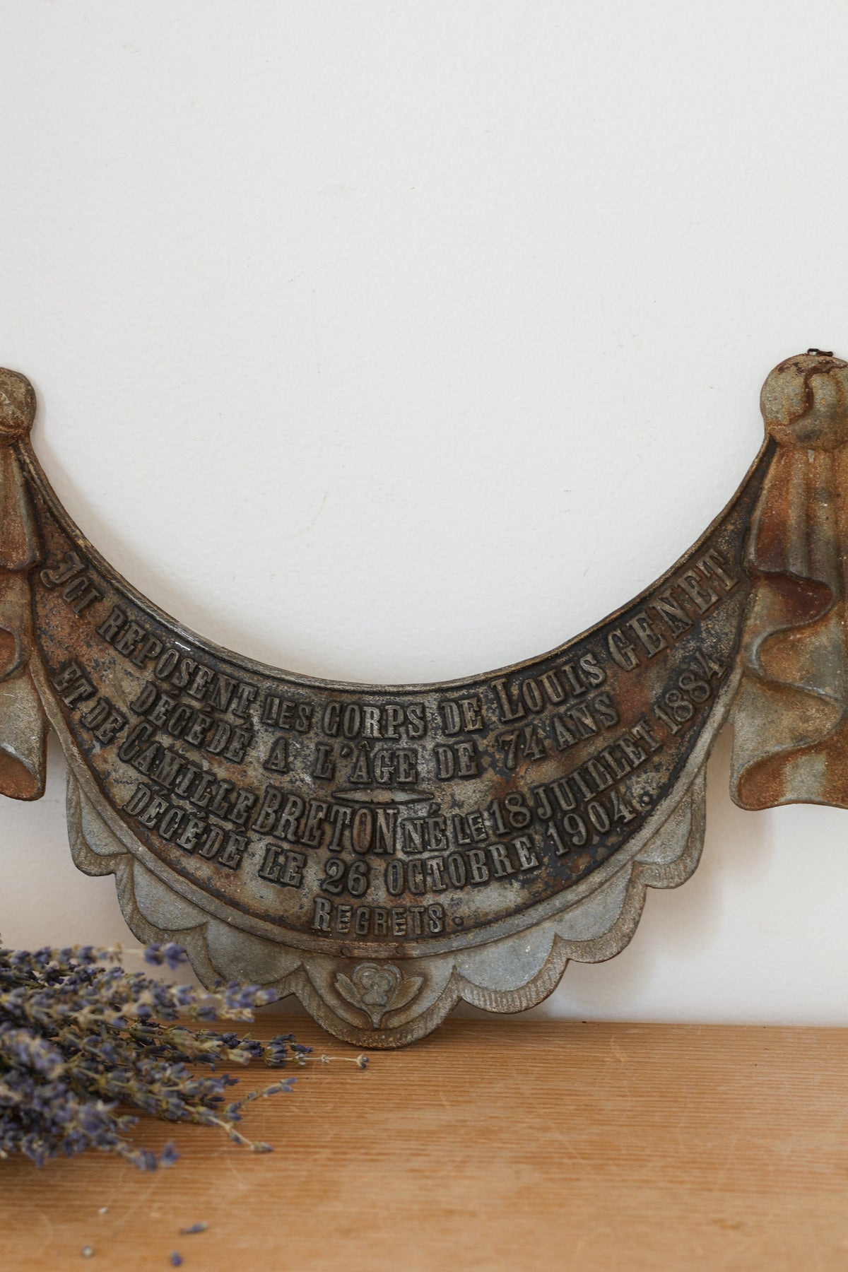 Antique French Memorial Plaque
