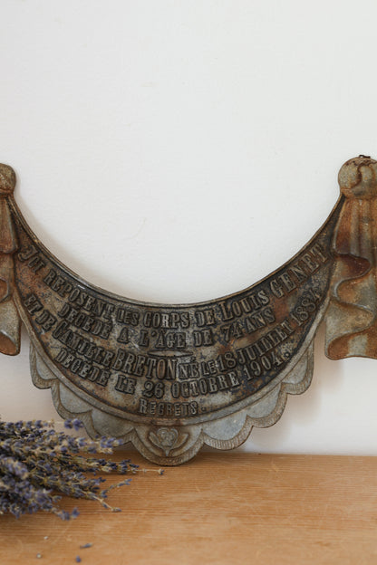 Antique French Memorial Plaque