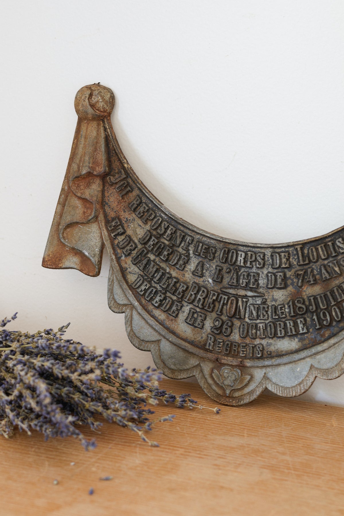 Antique French Memorial Plaque