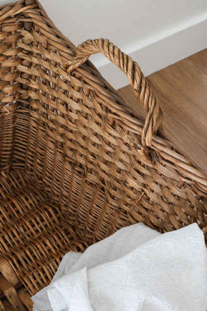 Antique German Woven Laundry Basket